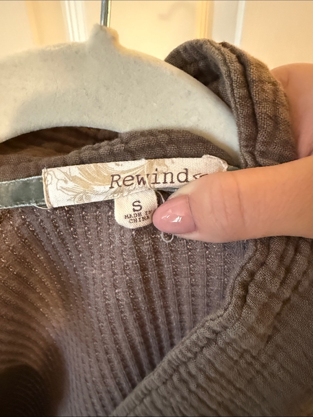 Rewind Ribbed Button-Front Shacket in Brown - Picture 2 of 3